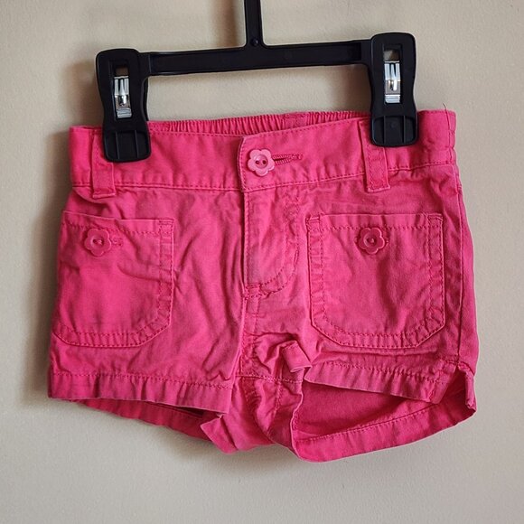 Old Navy Cute Pink Shorts With Pink Flower Buttons. Size 12-18 Months - Picture 2 of 6